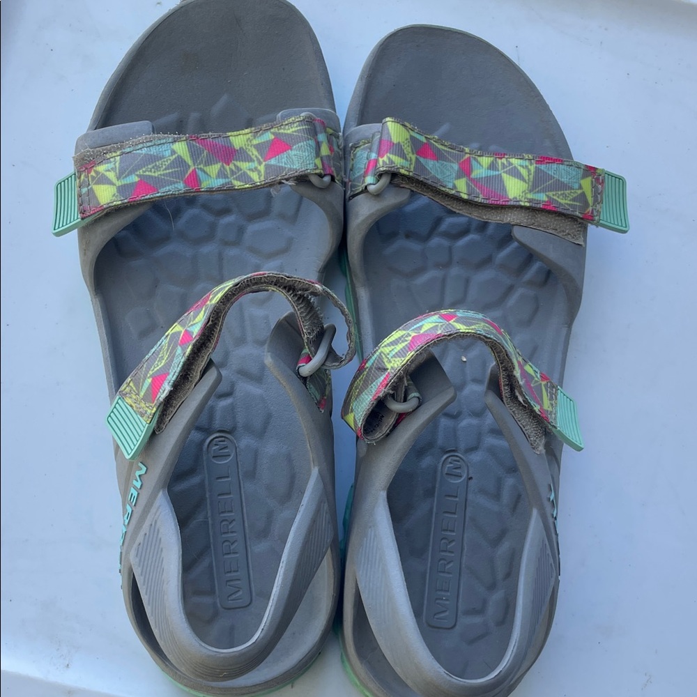 Merrell Gray Sandals with Vibrant Straps